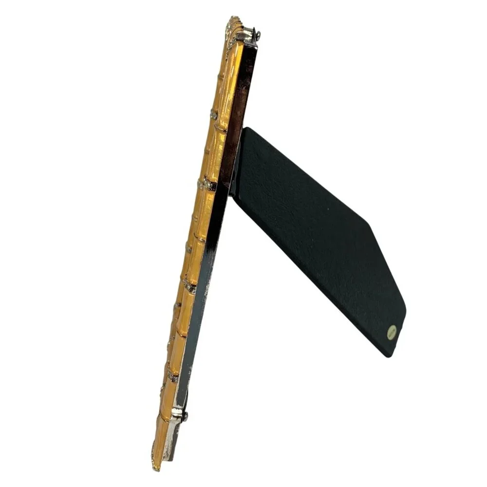 Gold Enamel Bamboo-Inspired Picture Frame w/ Rhinestone Accents For 5x7 Photos - Picture 4 of 4